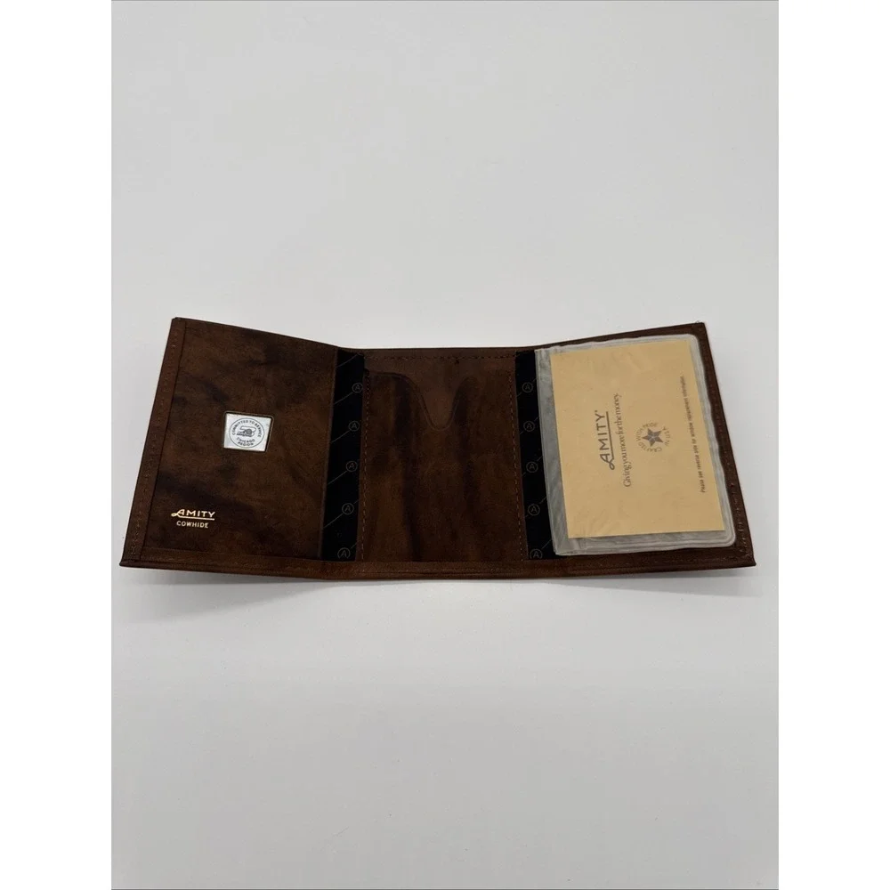 New Brown AMITY Leather Tri-Fold mens wallet Brown Soft Leather